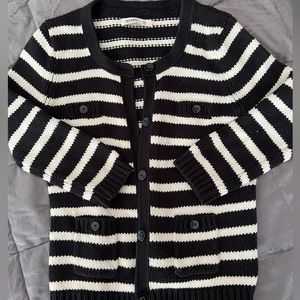 Size XS Old Navy black and white striped cardigan.